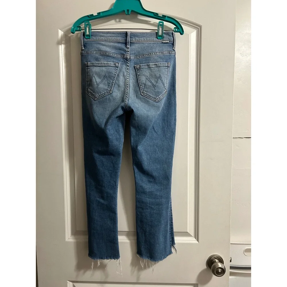 MOTHER Insider Crop Step‎ Fray Jeans Women Size 25 Light Distressed Cropped